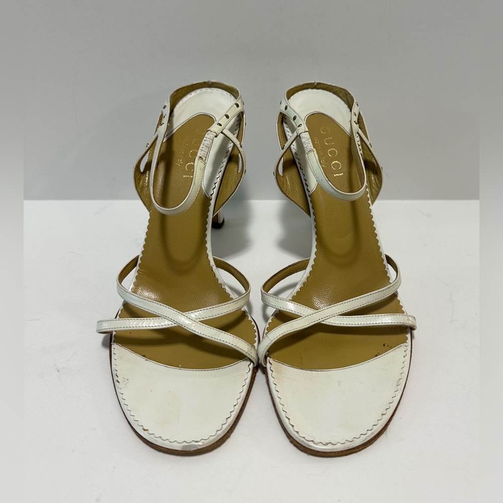 Gucci White Strappy Heels size 7.5
